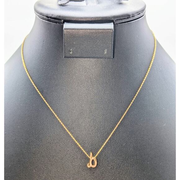 Lower Case 'b' or 'd' Initial Pendant Gold Tone 16" Necklace - Picture 1 of 7